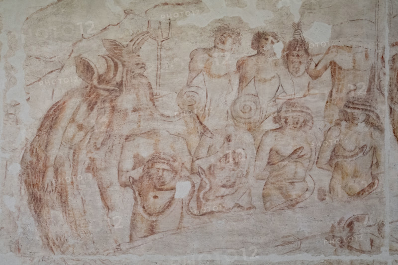 Pisa, Museo delle sinopie:
“Inferno”.  Sinopia preparatoria degli affreschi di Buonamico Buffalmacco, 1336/1341 nel Camposanto di Pisa.
Particolare con il girone degli indovini e degli idolatri.

[ENG]
Pisa, Monumental Cemetery: “Hell”. Preparatory sinopia to the frescoes by Buonamico Buffalmacco in the Monumental Cemetery, 1336/1341.
Detail with the circle of soothsayers and idolaters.
Museo delle sinopie, Pisa (PI), Toscana - Tuscany, Italia - Italy