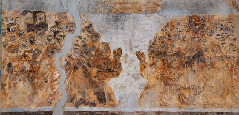 Assisi, Basilica superiore di San Francesco, transetto meridionale, parete sud, “Visioni apocalittiche”: “Cristo apocalittico”. Dettaglio con moltitudine di vari religiosi, in particolare francescani, con al centro lo stesso San Francesco. Affreschi di Cimabue (Cenni di Pepo 1277-1283?) e bottega.

[ENG]
Assisi, Upper Basilica of Saint Francis, the southern transept, the southern wall, “Apocalyptic visions”: “Apocalyptic Christ”. Detail with a multitude of various religious figures, especially Franciscans, with St. Francis himself at the centre. Frescoes by Cimabue (Cenni di Pepo 1277-1283?) and workshop.
Basilica di San Francesco, Assisi (PG), Umbria, Italia - Italy