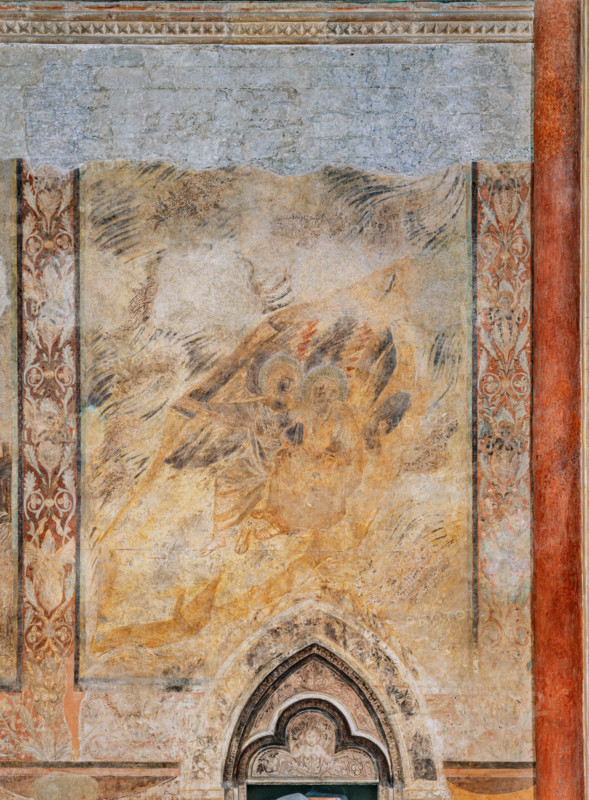 Assisi, Basilica superiore di San Francesco, transetto meridionale, parete ovest: “S. Giovanni e l’Angelo”. Affreschi di Cimabue (Cenni di Pepo 1277-1283?) e bottega.

[ENG]
Assisi, Upper Basilica of Saint Francis, southern transept: view of the west wall with “St. John and the Angel”. Frescoes by Cimabue (Cenni di Pepo 1277-1283?) and workshop.
Basilica di San Francesco, Assisi (PG), Umbria, Italia - Italy