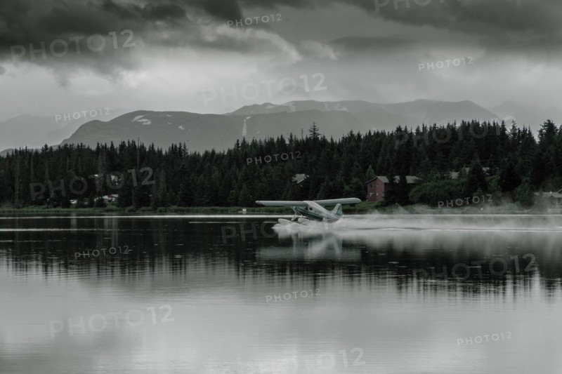 Hydroplane taking off in Homer split, Homer, Alaska
