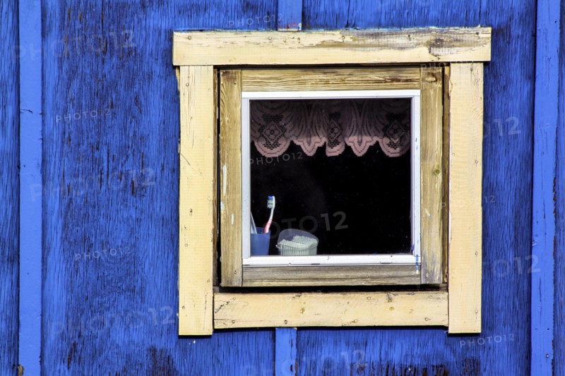 Window from a chalet in the village Ilulissat, Greenland