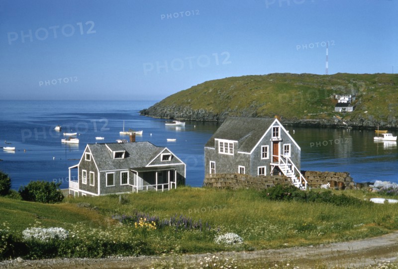 Cottages on Bay, Monhegan, Maine, USA, 1957