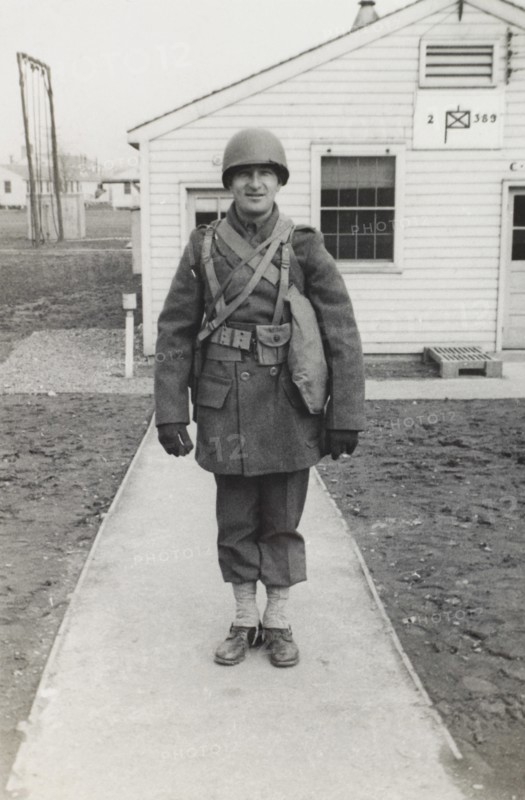 Military Soldier, Outdoor Portrait, WWII, HQ 2nd Battalion, 389th Infantry, US Army Military Base, Indiana, USA, 1942