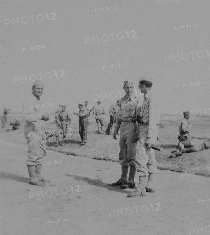 Soldiers During Target Practice, WWII, HQ 2nd Battalion, 389th Infantry, US Army Military Base, Indiana, USA, 1942