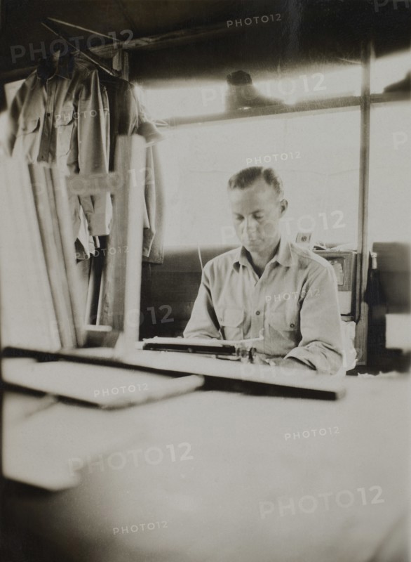 Military Soldier Typing Orders, WWII, 325th Infantry, US Army Military Base, Camp Claiborne, Louisiana, USA, 1942
