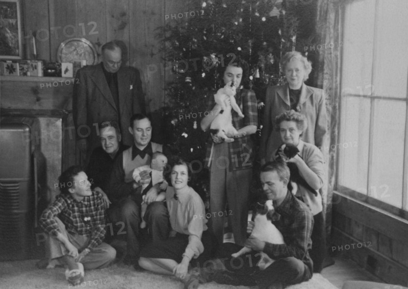 Family Portrait in front of Christmas Tree, Circa 1950's