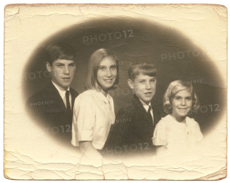 Family Portrait, Two Brothers and Two Sisters, Circa 1960's
