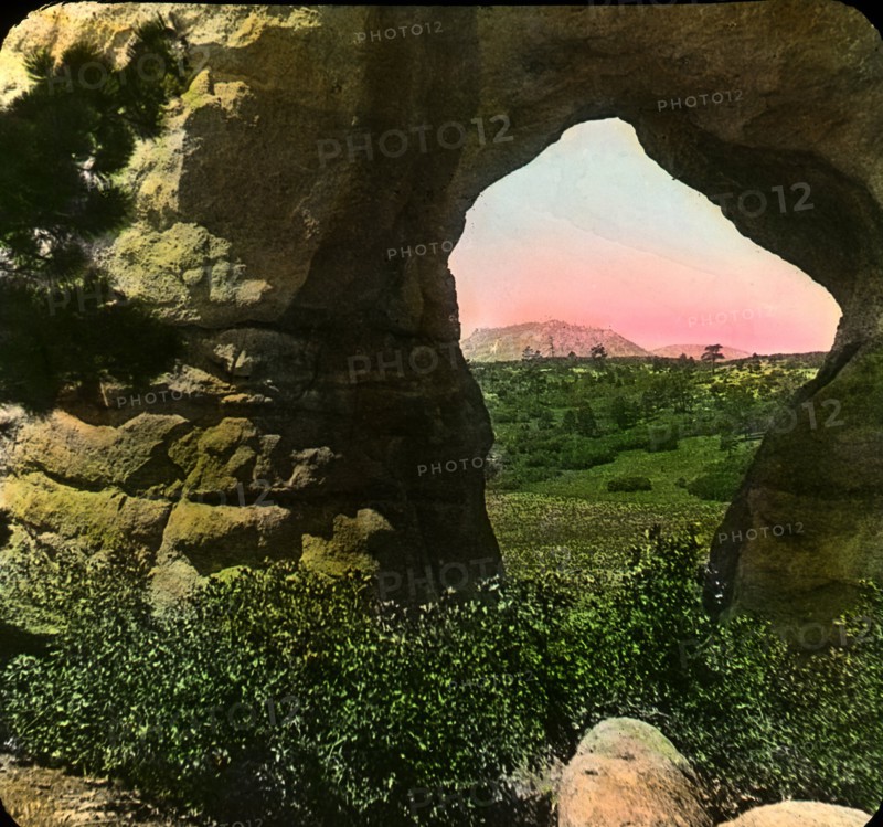 Phoebe's Arch, Palmer Lake, Colorado, USA, Magic Lantern Slide, circa 1910