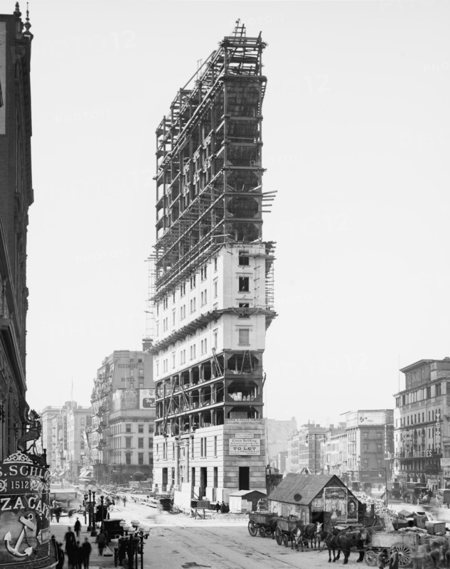 Times Building under Construction, 42nd Street and Longacre Square, New York City, New York, USA, Detroit Publishing Company, 1904