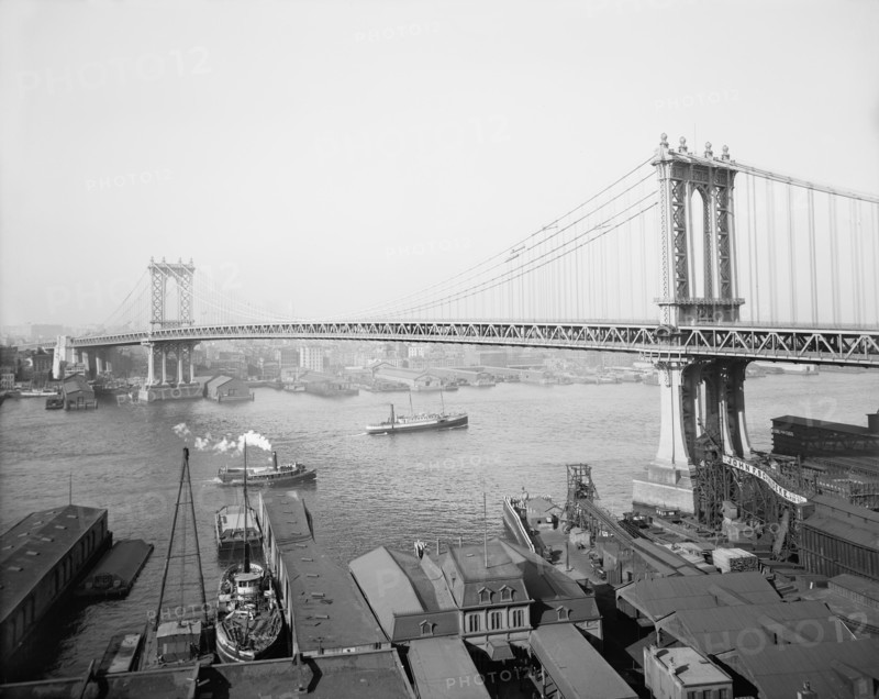 Manhattan Bridge, New York City, New York, USA, Detroit Publishing Company, 1910