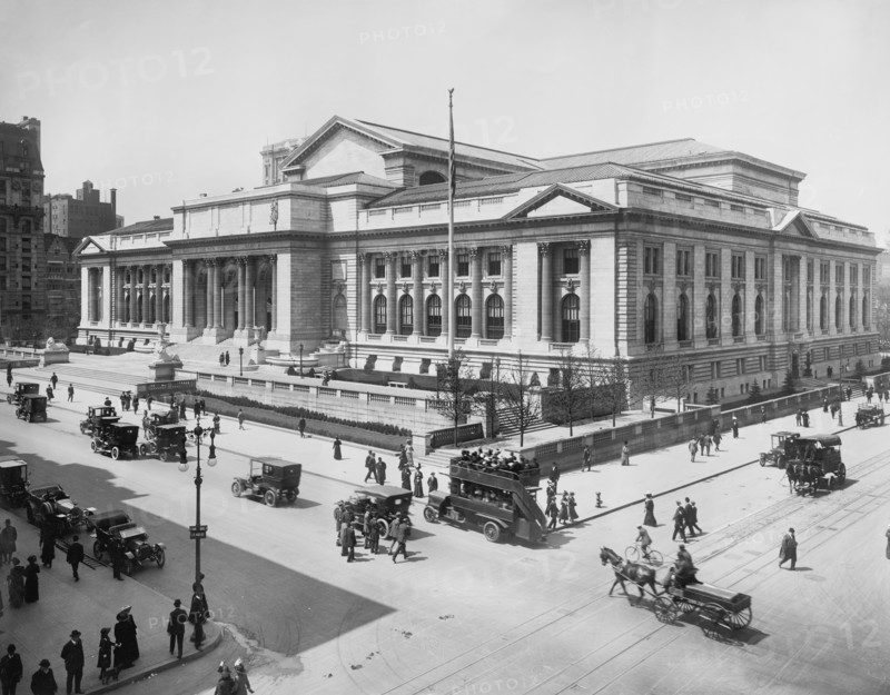 Public Library Building, New York City, New York, USA, Detroit Publishing Company, 1915