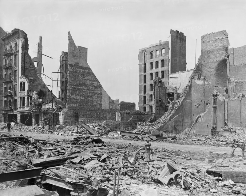 Turk Street from Corner of Market and Mason Streets after Earthquake, San Francisco, California, USA, Detroit Publishing Company, 1906