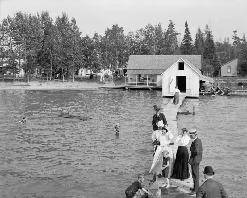 Bath House, Walloon Lake, Michigan, USA, Detroit Publishing Company, 1905