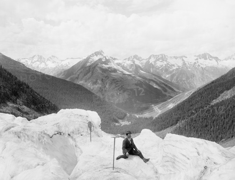 Mountain Climber Portrait, Hermit Range & Rogers Pass, Selkirk Mountains, Canada, Detroit Publishing Company, 1905