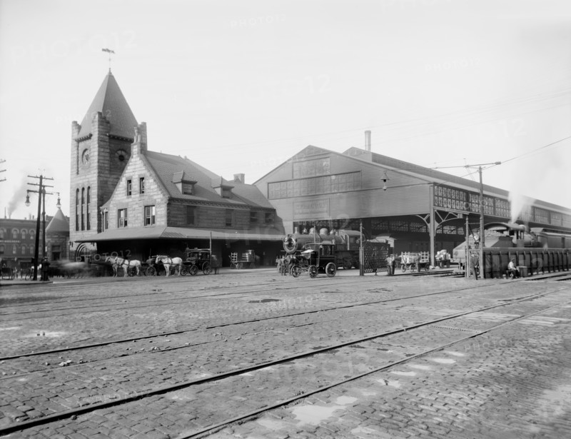 New York Central Railroad Depot, Syracuse, New York, USA, Detroit Publishing Company, 1910