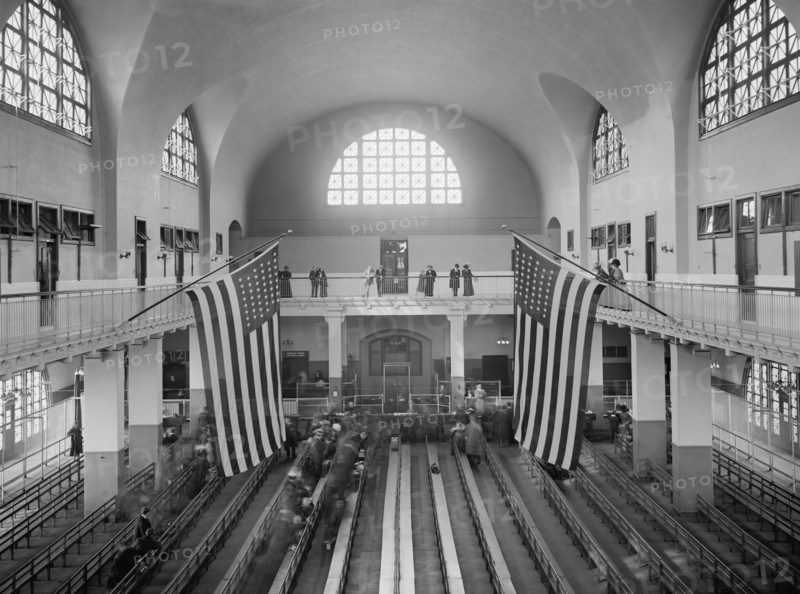 Inspection Room, Ellis Island, New York City, New York, USA, Detroit Publishing Company, 1910