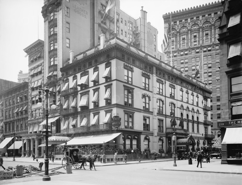 Cafe Martin, Fifth Avenue and Twenty Sixth Street, New York City, New York, USA, Detroit Publishing Company, 1908