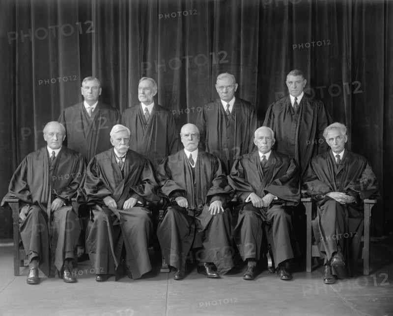 U.S. Supreme Court Justices with Chief Justice Charles Evans Hughes (bottom row, center), Washington DC, USA, Harris & Ewing, 1930