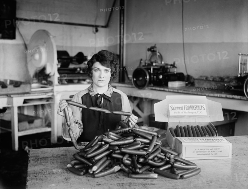 Woman Packaging Skinned Frankfurters, Washington DC, USA, Harris & Ewing, 1927