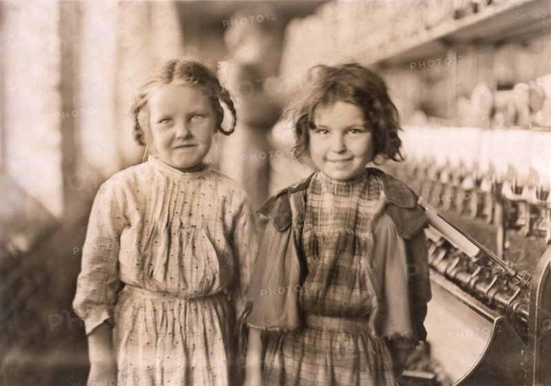 Portrait of Two Young Girls at Cotton Mill, Tifton, Georgia, USA, Lewis Hine, 1909