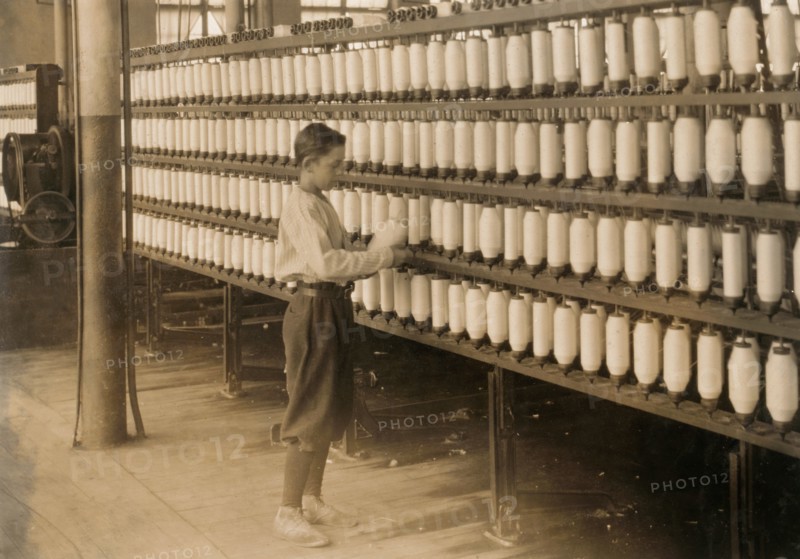 14-year-old Boy Working in Cotton Mill, Adams, Massachusetts, USA, Lewis Hine, 1916