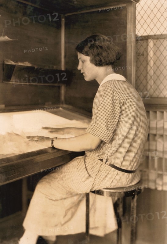 Teen Girl Working in Silk Factory, Favorable Working Conditions, South Manchester, Connecticut, USA, Lewis Hine, 1924