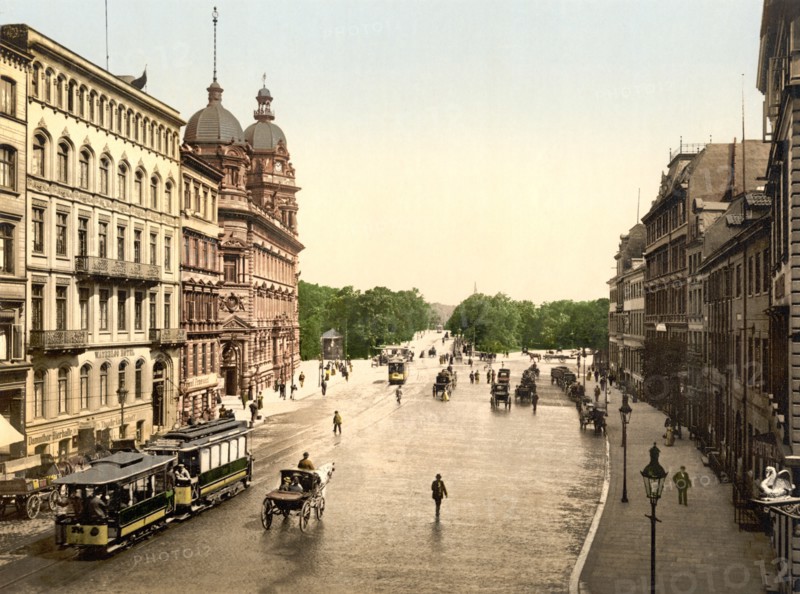 Dammthorstrasse, Hamburg, Germany Photochrome Print, Detroit Publishing Company, 1900