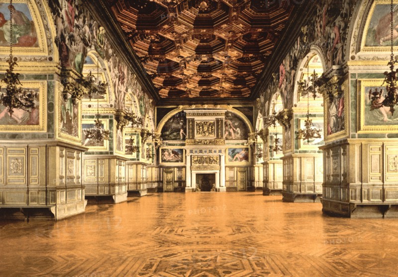 Gallery of Henry II, Palace of Fontainebleau, France, Photochrome Print, Detroit Publishing Company, 1900