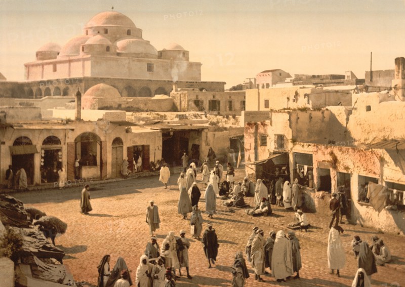 Bab Suika-Suker Square, Tunis, Tunisia, Photochrome Print, Detroit Publishing Company, 1900