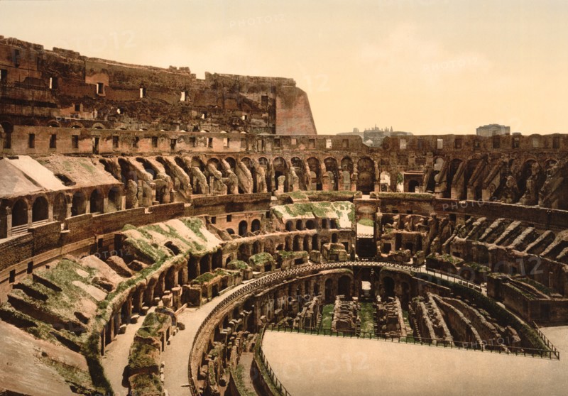 Interior of Coliseum, Rome, Italy, Photochrome Print, Detroit Publishing Company, 1900