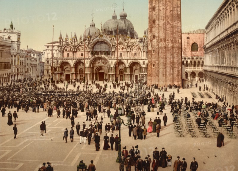 Concert, St. Mark's Square, Venice, Italy, Photochrome Print, Detroit Publishing Company, 1900