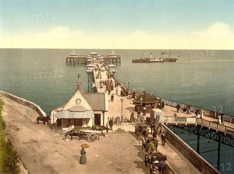 Iron Pier, Llandudno, Wales, Photochrome Print, Detroit Publishing Company, 1900