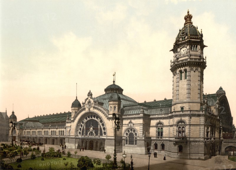 Railway Station, Cologne, Germany, Photochrome Print, Detroit Publishing Company, 1900