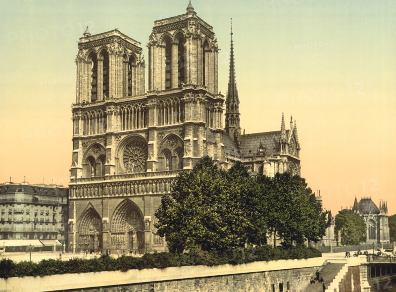 Notre Dame, Paris, France, Photochrome Print, Detroit Publishing Company, 1900