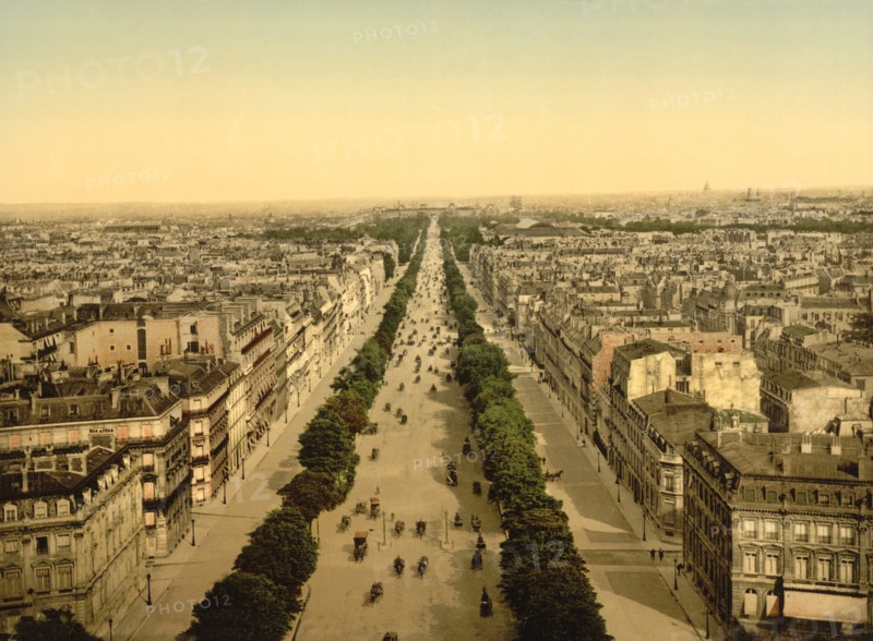 Champs Elysees, Paris, France, Photochrome Print, Detroit Publishing Company, 1900