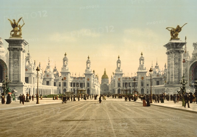 Avenue Nicholas II, looking towards the Dome of the Invalides, Exposition Universal, Paris, France, Photochrome Print, Detroit Publishing Company, 1900