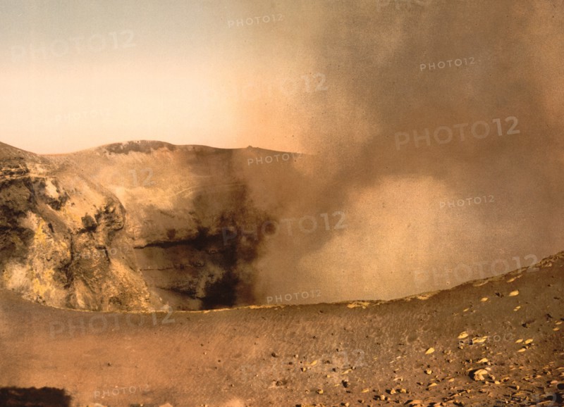 Crater, Mount Vesuvius, Naples, Italy, Photochrome Print, Detroit Publishing Company, 1900
