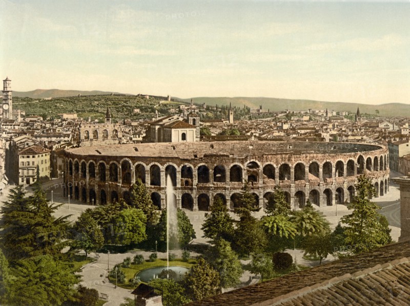 Arena, Verona, Italy, Photochrome Print, Detroit Publishing Company, 1900