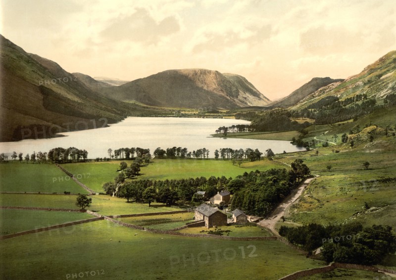 Buttermere and Crummock Water, Lake District, England, Photochrome Print, Detroit Publishing Company, 1900