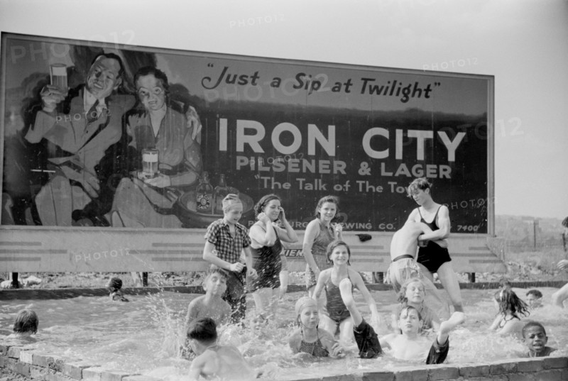 Homemade Swimming Pool for Steelworkers' Children, Pittsburgh, Pennsylvania, USA, Arthur Rothstein for Farm Security Administration, July 1938