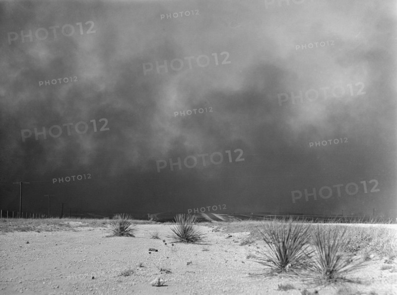 Heavy Black Clouds of Dust Rising over Texas Panhandle, Texas, USA, Arthur Rothstein for Farm Security Administration, March, 1936
