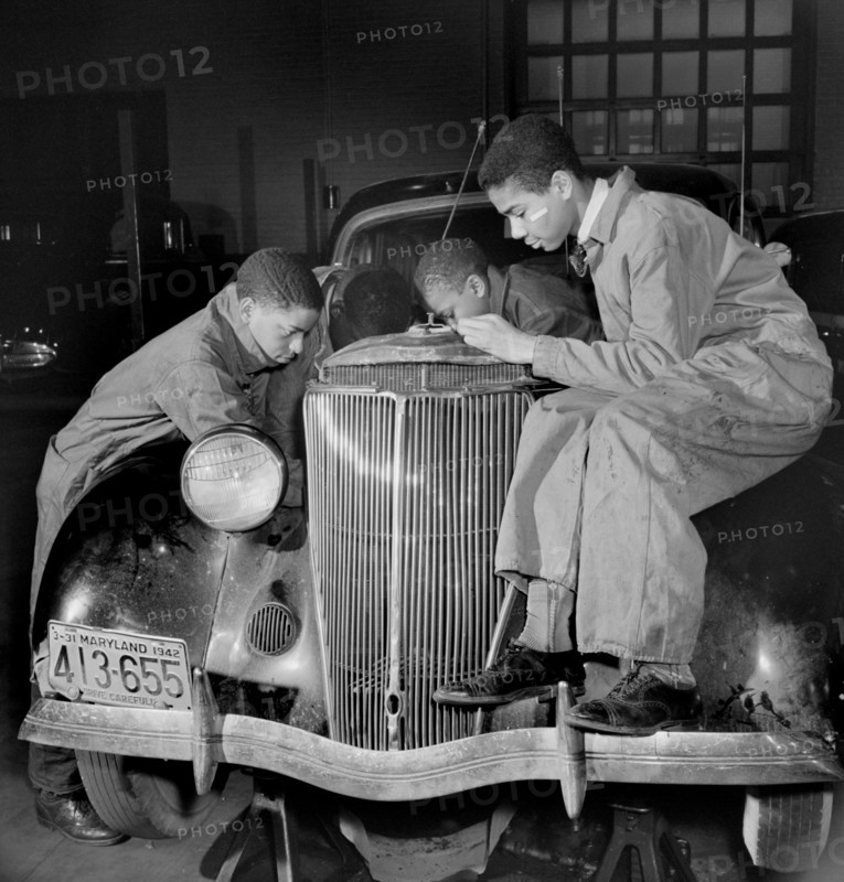 Students in Auto Repairs Class, Armstrong Technical High School, Washington DC, USA, Marjorie Collins for Farm Security Administration, March 1942