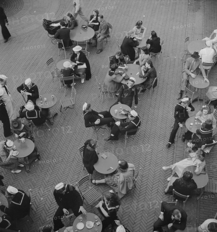Sailors at the Mall Restaurant on Sunday, Central Park, New York City, New York, USA, Marjorie Collins for Office of War Information, August 1942