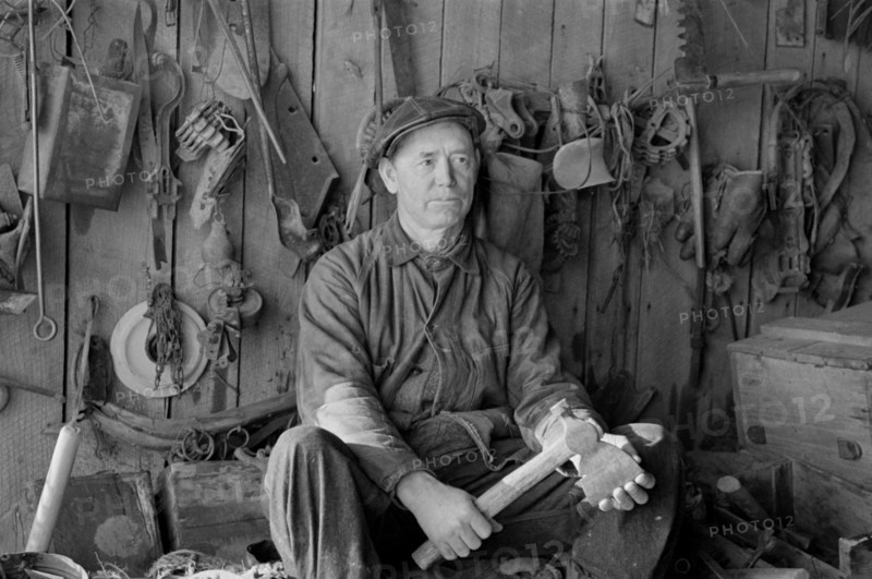 Farmer in his Tool house, near McLeansboro, Illinois, USA, Russell Lee, January 1937