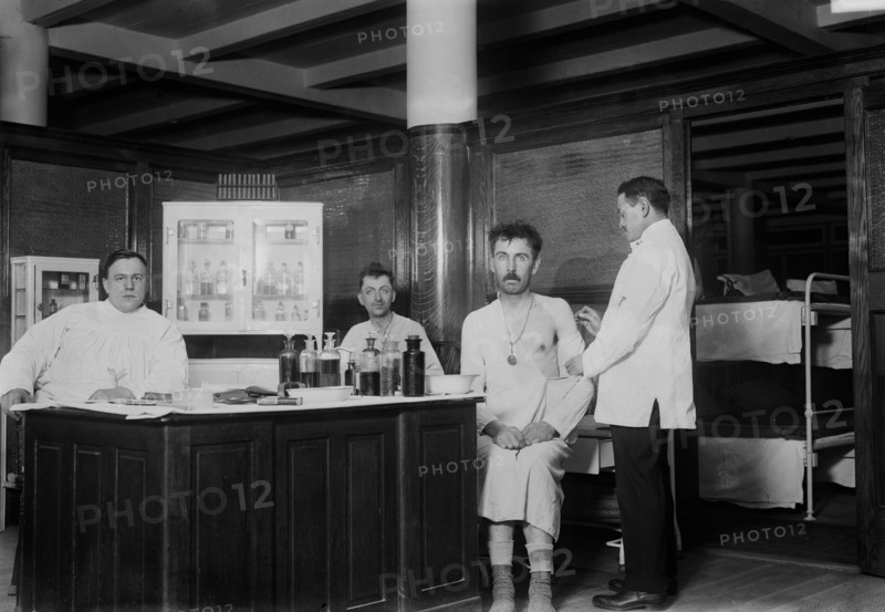 Man Receiving Vaccination from Doctor at Municipal Lodging House, New York City, New York, USA, Bain News Service, 1914