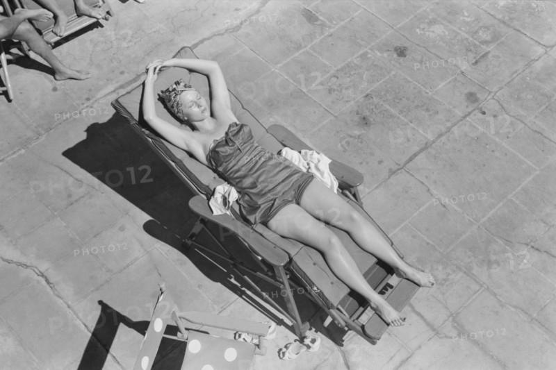 Woman Sunbathing Poolside, High Angle View, Marion Post Wolcott for Farm Security Administration, March 1939