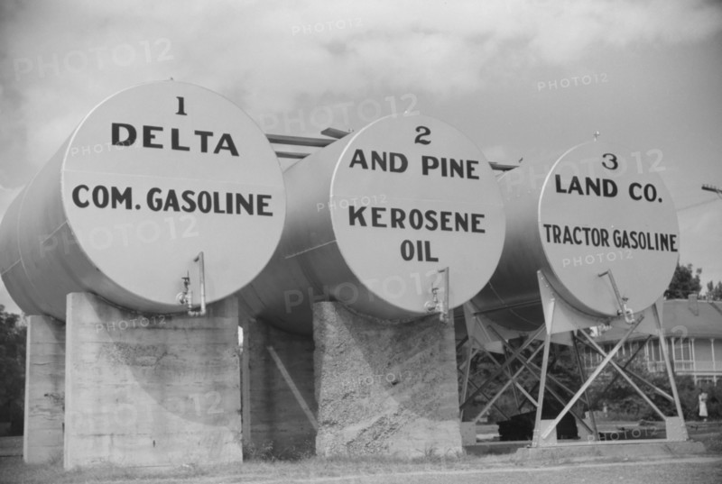 Gas and Oil Tanks, Delta and Pine Land Company, Scott, Mississippi, USA, Marion Post Wolcott for Farm Security Administration, October 1939