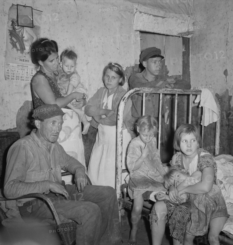 Coal Miner with Wife and Children at Home, Scott's Run, West Virginia, USA, Marion Post Wolcott for Farm Security Administration, September 1938