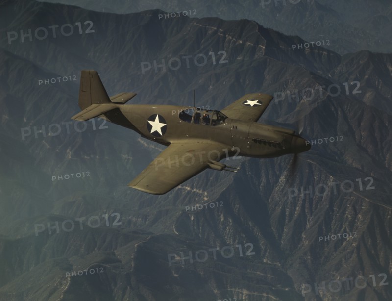 P-51 "Mustang" Fighter Plane in Flight, USA, Alfred T. Palmer for Office of War Information, October 1942