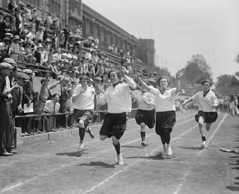 Girls Crossing Finish Line of Running Race, Washington DC, USA, National Photo Company, May 1924